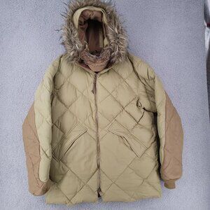 Eddie Bauer Goose Down Jacket Faux Fur Hood/Face 650 Fill Power Geddes Parka L